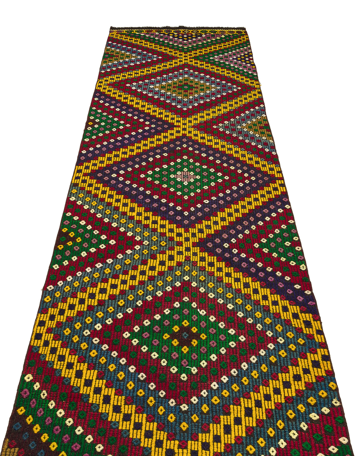 Geometric Over Dyed Kilim Rug 3&#39;1&#39;&#39; x 11&#39;3&#39;&#39; ft 93 x 344 cm