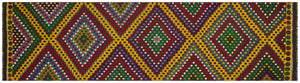 Geometric Over Dyed Kilim Rug 3'1'' x 11'3'' ft 93 x 344 cm