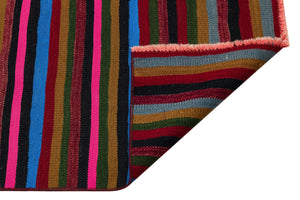 Striped Over Dyed Kilim Rug 2'7'' x 11'2'' ft 80 x 341 cm