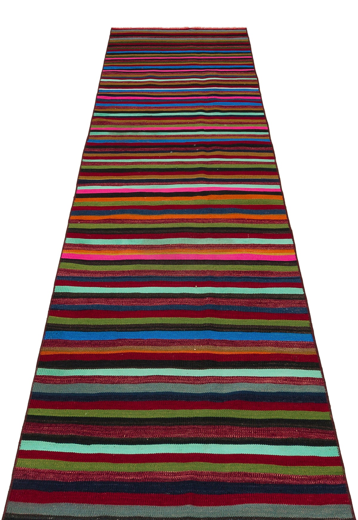 Striped Over Dyed Kilim Rug 2&#39;7&#39;&#39; x 11&#39;2&#39;&#39; ft 80 x 341 cm