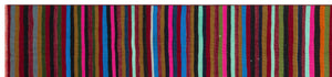 Striped Over Dyed Kilim Rug 2'7'' x 11'2'' ft 80 x 341 cm