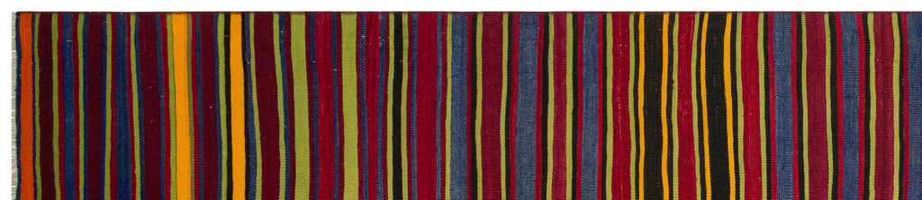 Striped Over Dyed Kilim Rug 2'9'' x 13'2'' ft 84 x 402 cm