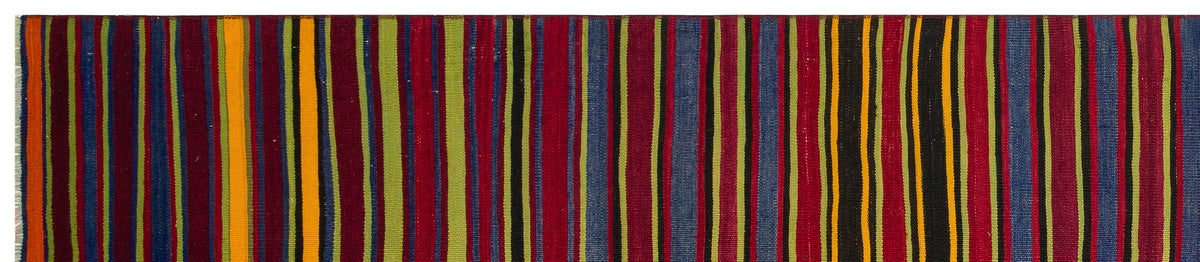 Striped Over Dyed Kilim Rug 2&#39;9&#39;&#39; x 13&#39;2&#39;&#39; ft 84 x 402 cm
