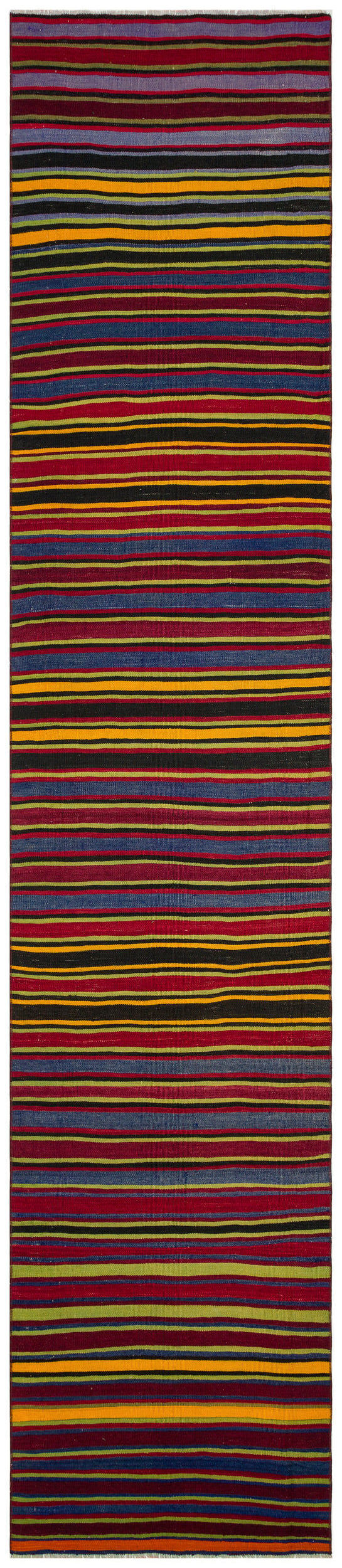 Striped Over Dyed Kilim Rug 2&#39;9&#39;&#39; x 13&#39;2&#39;&#39; ft 84 x 402 cm
