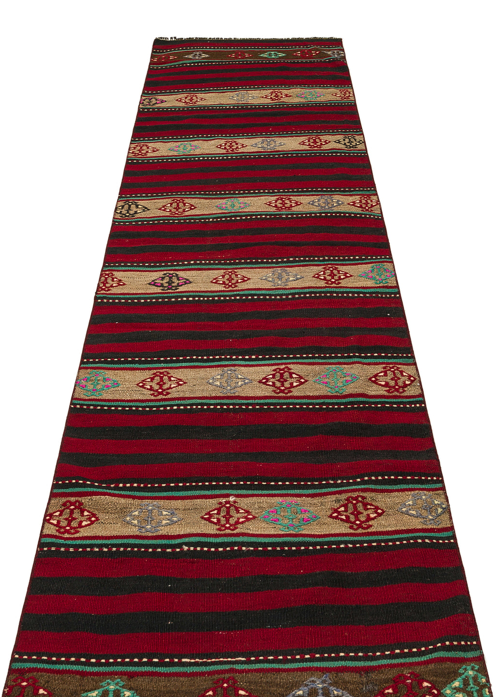 Striped Over Dyed Kilim Rug 2'9'' x 9'11'' ft 83 x 302 cm
