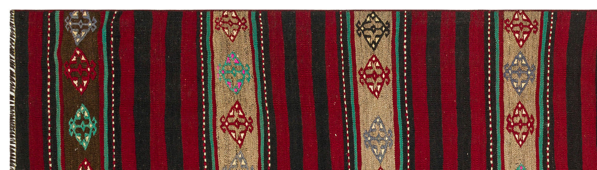 Striped Over Dyed Kilim Rug 2&#39;9&#39;&#39; x 9&#39;11&#39;&#39; ft 83 x 302 cm