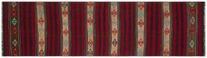 Striped Over Dyed Kilim Rug 2'9'' x 9'11'' ft 83 x 302 cm
