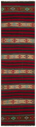 Striped Over Dyed Kilim Rug 2'9'' x 9'11'' ft 83 x 302 cm