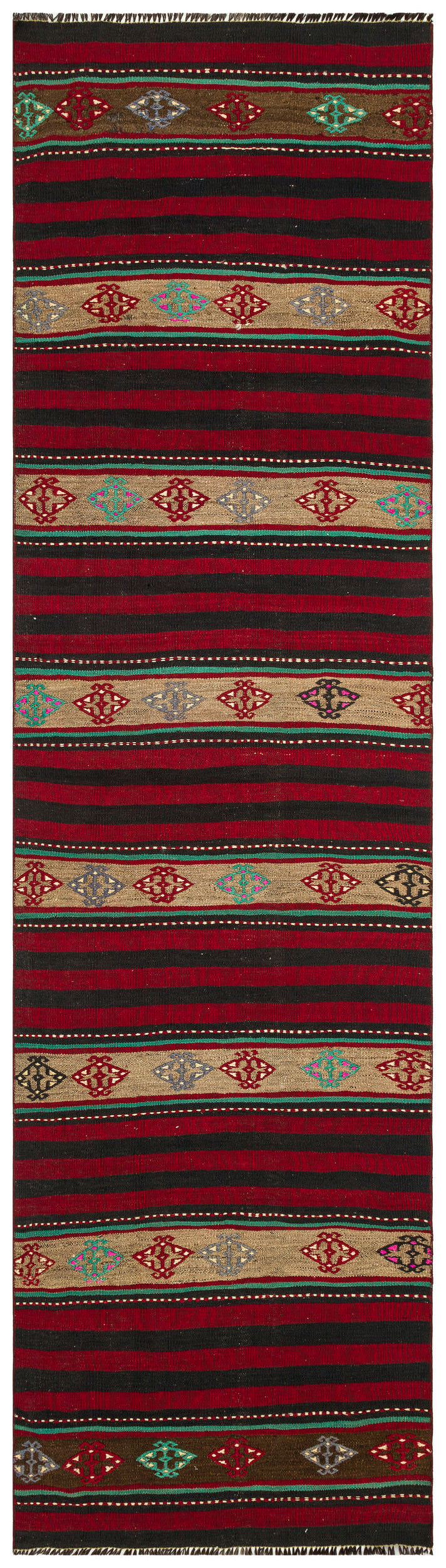 Striped Over Dyed Kilim Rug 2&#39;9&#39;&#39; x 9&#39;11&#39;&#39; ft 83 x 302 cm