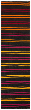 Striped Over Dyed Kilim Rug 2'8'' x 9'7'' ft 82 x 292 cm