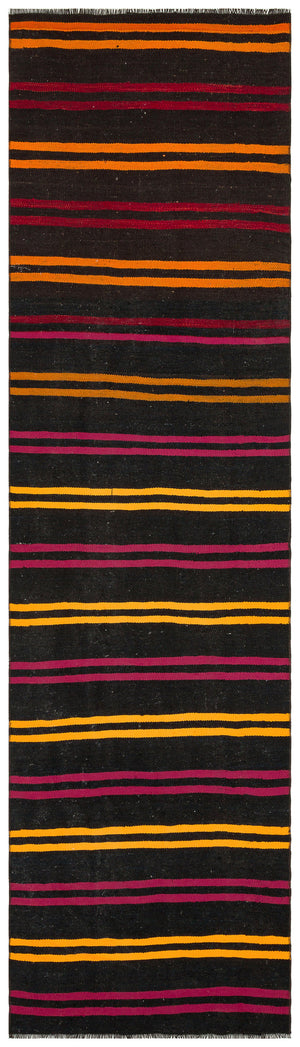 Striped Over Dyed Kilim Rug 2'8'' x 9'7'' ft 82 x 292 cm