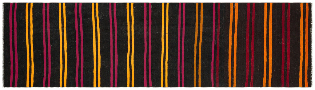 Striped Over Dyed Kilim Rug 2'8'' x 9'7'' ft 82 x 292 cm