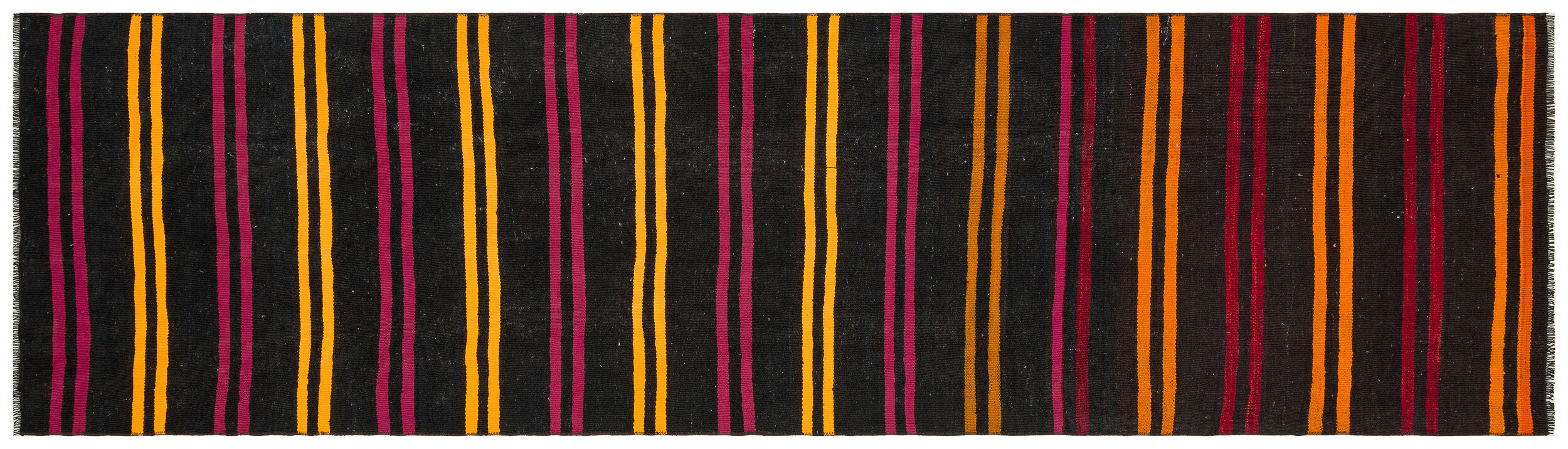 Striped Over Dyed Kilim Rug 2'8'' x 9'7'' ft 82 x 292 cm