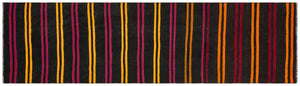 Striped Over Dyed Kilim Rug 2'8'' x 9'7'' ft 82 x 292 cm