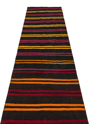 Striped Over Dyed Kilim Rug 2'8'' x 9'7'' ft 82 x 292 cm