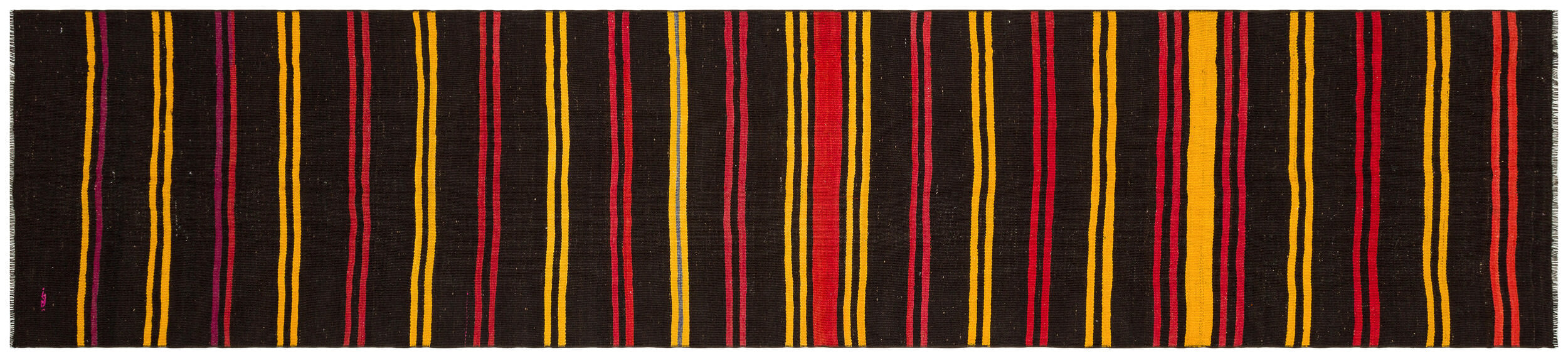 Striped Over Dyed Kilim Rug 2'10'' x 12'11'' ft 86 x 394 cm