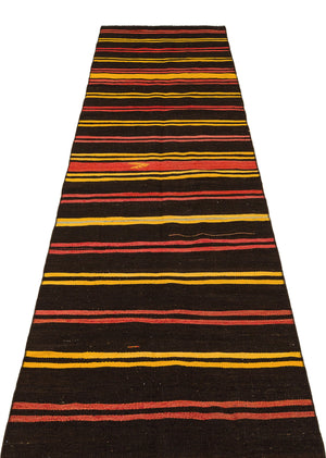 Striped Over Dyed Kilim Rug 2'11'' x 12'9'' ft 88 x 388 cm