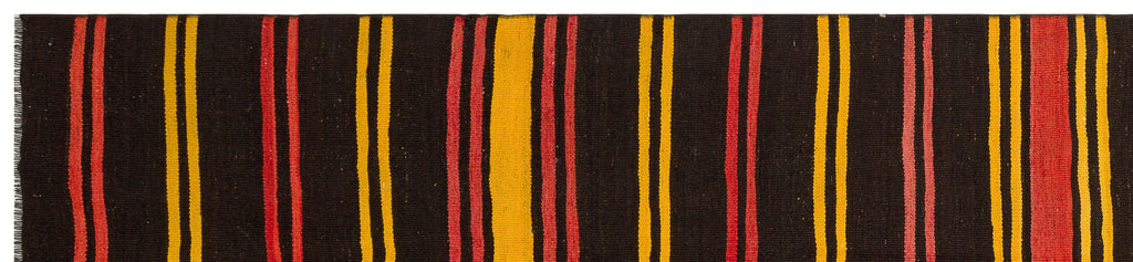 Striped Over Dyed Kilim Rug 2'11'' x 12'9'' ft 88 x 388 cm