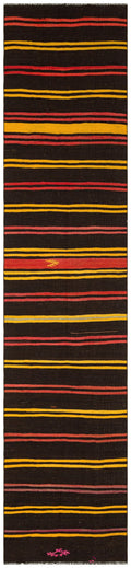 Striped Over Dyed Kilim Rug 2'11'' x 12'9'' ft 88 x 388 cm