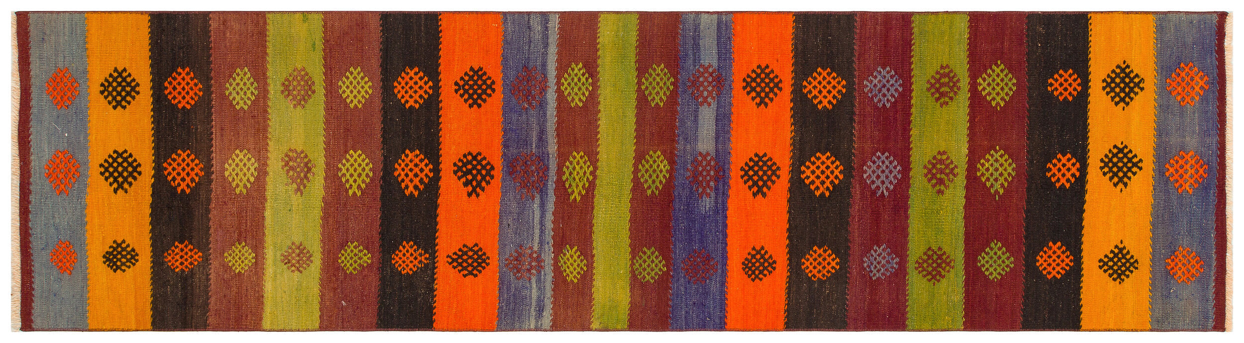 Geometric Over Dyed Kilim Rug 2'6'' x 9'1'' ft 75 x 276 cm