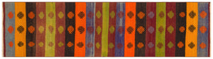 Geometric Over Dyed Kilim Rug 2'6'' x 9'1'' ft 75 x 276 cm