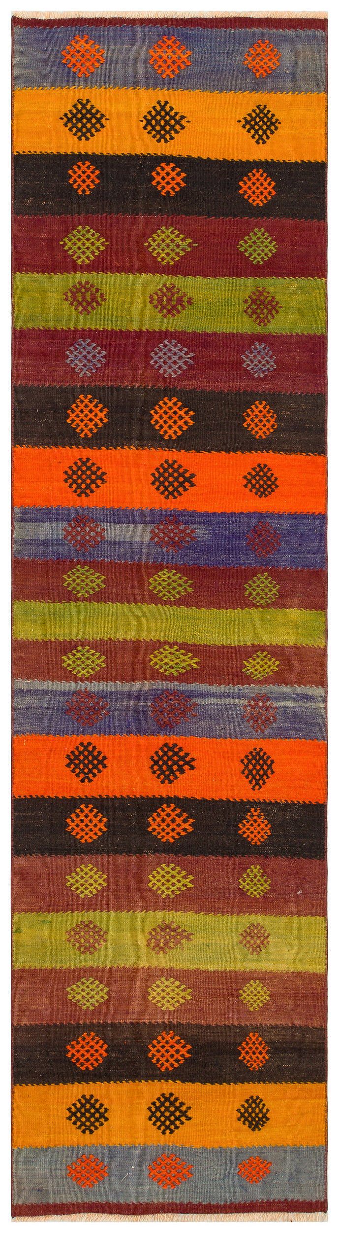 Geometric Over Dyed Kilim Rug 2&#39;6&#39;&#39; x 9&#39;1&#39;&#39; ft 75 x 276 cm