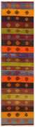 Geometric Over Dyed Kilim Rug 2'6'' x 9'1'' ft 75 x 276 cm