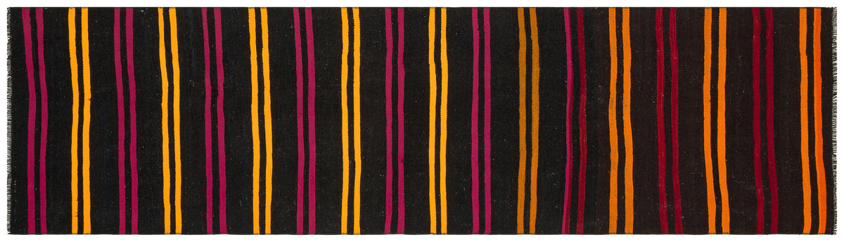 Striped Over Dyed Kilim Rug 2&#39;8&#39;&#39; x 9&#39;10&#39;&#39; ft 82 x 300 cm