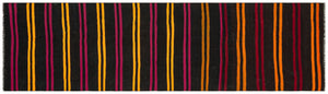 Striped Over Dyed Kilim Rug 2'8'' x 9'10'' ft 82 x 300 cm