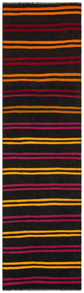 Striped Over Dyed Kilim Rug 2'8'' x 9'10'' ft 82 x 300 cm