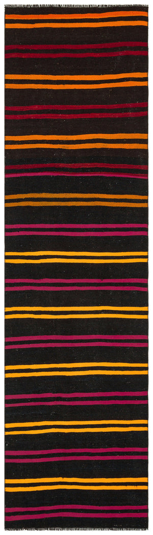 Striped Over Dyed Kilim Rug 2'8'' x 9'10'' ft 82 x 300 cm
