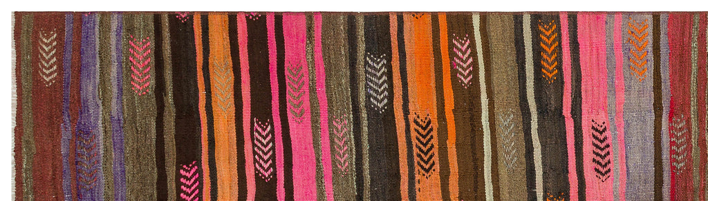 Geometric Design Hand Knotted Kilim Runner 2'8'' x 10'1'' ft 82 x 307 cm