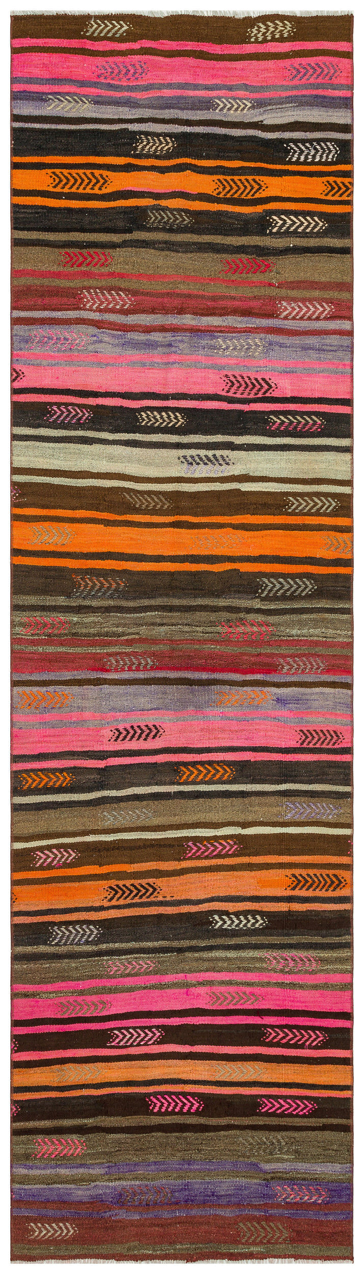 Geometric Design Hand Knotted Kilim Runner 2&#39;8&#39;&#39; x 10&#39;1&#39;&#39; ft 82 x 307 cm