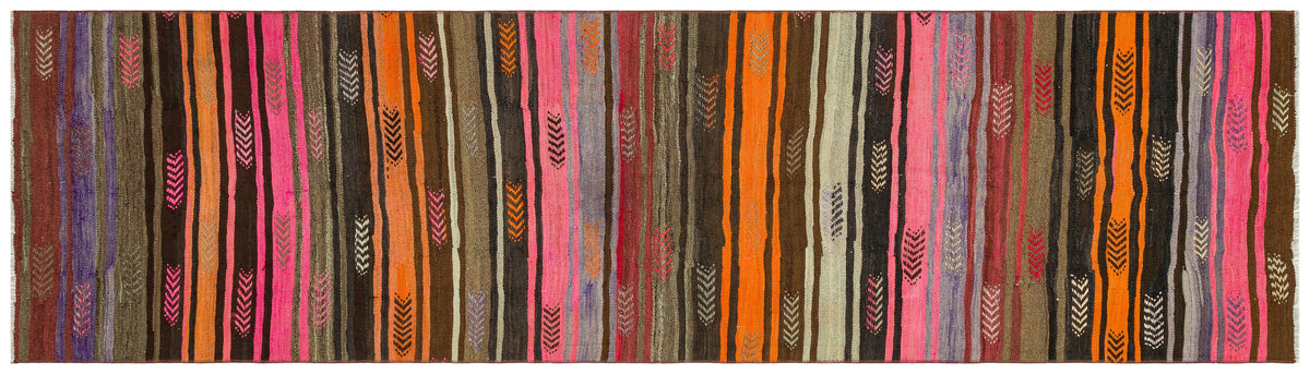 Geometric Design Hand Knotted Kilim Runner 2&#39;8&#39;&#39; x 10&#39;1&#39;&#39; ft 82 x 307 cm