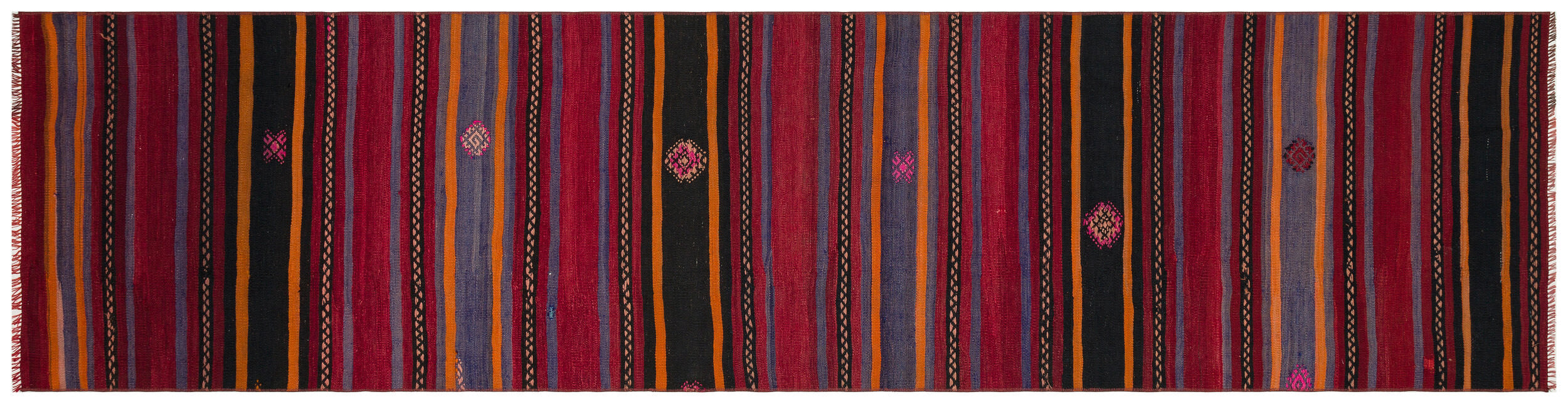 Striped Design Hand Knotted Kilim Runner 2'9'' x 10'9'' ft 83 x 328 cm