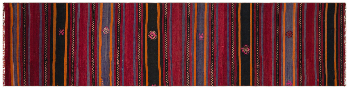 Striped Design Hand Knotted Kilim Runner 2&#39;9&#39;&#39; x 10&#39;9&#39;&#39; ft 83 x 328 cm