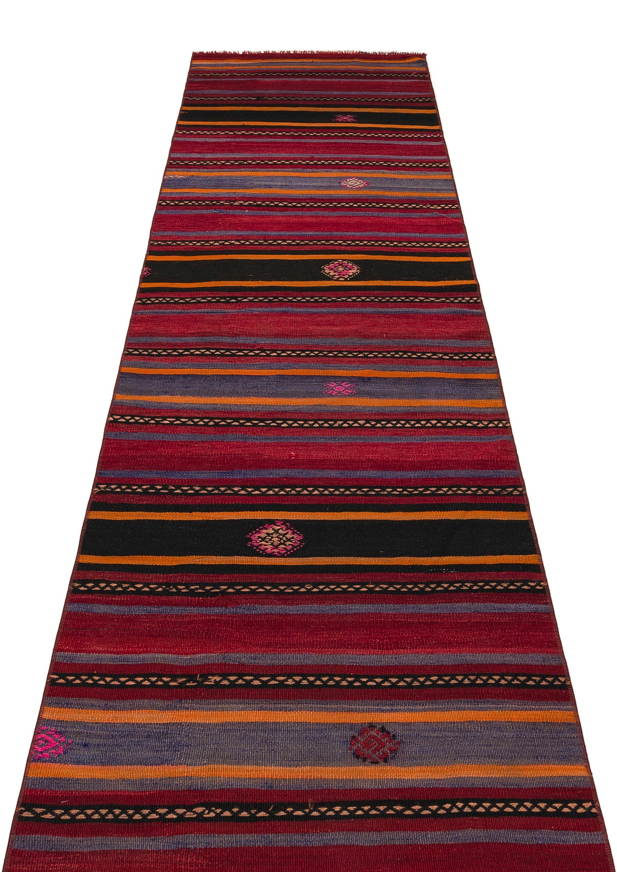 Striped Design Hand Knotted Kilim Runner 2&#39;9&#39;&#39; x 10&#39;9&#39;&#39; ft 83 x 328 cm