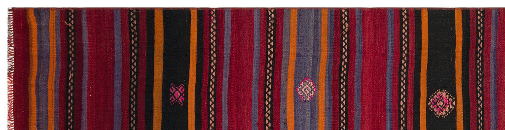 Striped Design Hand Knotted Kilim Runner 2'9'' x 10'9'' ft 83 x 328 cm
