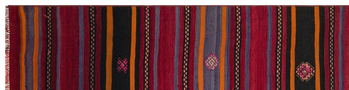 Striped Design Hand Knotted Kilim Runner 2&#39;9&#39;&#39; x 10&#39;9&#39;&#39; ft 83 x 328 cm