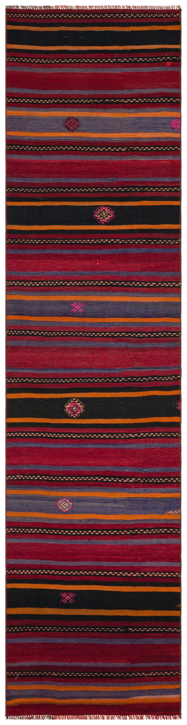 Striped Design Hand Knotted Kilim Runner 2&#39;9&#39;&#39; x 10&#39;9&#39;&#39; ft 83 x 328 cm
