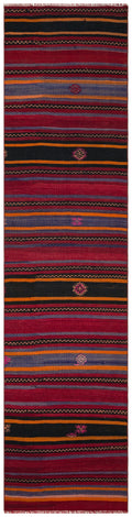 Striped Over Dyed Kilim Rug 2'8'' x 10'12'' ft 82 x 335 cm