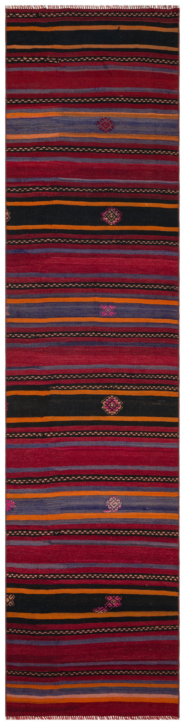 Striped Over Dyed Kilim Rug 2&#39;8&#39;&#39; x 10&#39;12&#39;&#39; ft 82 x 335 cm