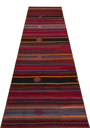 Striped Over Dyed Kilim Rug 2'8'' x 10'12'' ft 82 x 335 cm