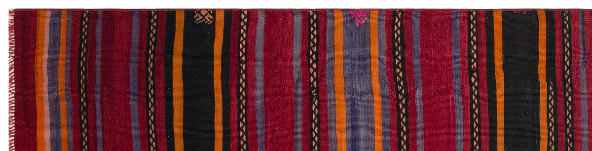 Striped Over Dyed Kilim Rug 2&#39;8&#39;&#39; x 10&#39;12&#39;&#39; ft 82 x 335 cm