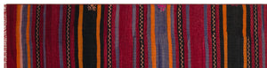 Striped Over Dyed Kilim Rug 2'8'' x 10'12'' ft 82 x 335 cm