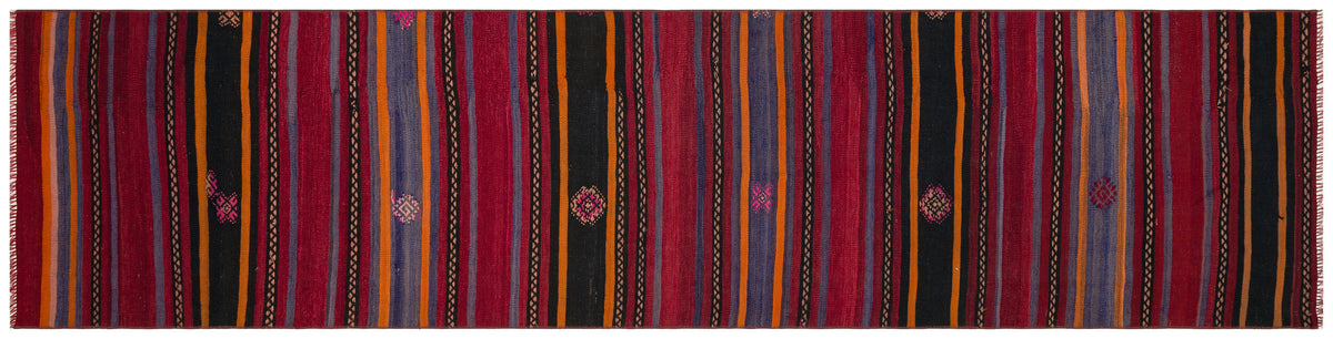 Striped Over Dyed Kilim Rug 2&#39;8&#39;&#39; x 10&#39;12&#39;&#39; ft 82 x 335 cm