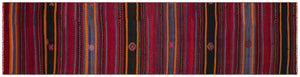 Striped Over Dyed Kilim Rug 2'8'' x 10'12'' ft 82 x 335 cm