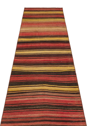 Striped Over Dyed Kilim Rug 2'8'' x 8'11'' ft 82 x 272 cm