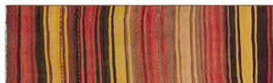 Striped Over Dyed Kilim Rug 2'8'' x 8'11'' ft 82 x 272 cm