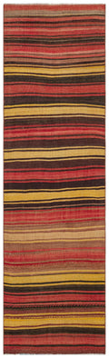 Striped Over Dyed Kilim Rug 2'8'' x 8'11'' ft 82 x 272 cm